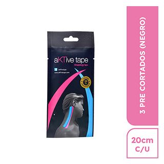 Aktive Tape Pre Cortada Negro 3x20CM - Rollo 1 UN